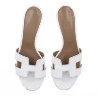 エルメス オアジス レザー サンダル 37 レディース ホワイト A4044470