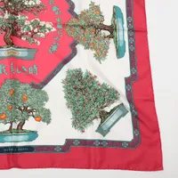 エルメス カレ90 BONSAI 盆栽美しき時 スカーフ シルク レッド