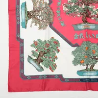 エルメス カレ90 BONSAI 盆栽美しき時 スカーフ シルク レッド