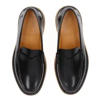 エルメス ダブリン レザー ローファー 36.5 レディース ブラック 厚底