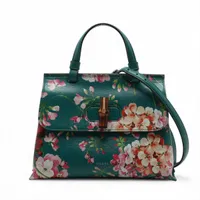 グッチ バンブー デイリー 2way ハンドバッグ 花柄 370831 グッチ バンブーデイリー レザー 2WAYハンドバッグ グリーン 370831