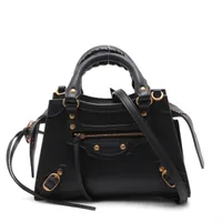 美品！ バレンシアガ ビルトップ S レザー 2WAYハンドバッグ ブラック バレンシアガ ビルトップハンドルXXS レザー 2WAYビジネスバッグ