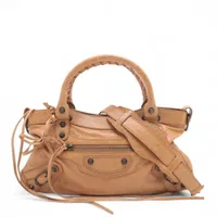 バレンシアガ ザ・ファースト レザー 2WAYハンドバッグ ブラウン