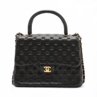 シャネル ビコローレ ラムスキン 2WAYボストンバッグ ブラック