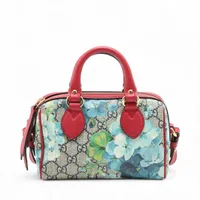 グッチ GGブルームス PVCxレザー 2WAYハンドバッグ レッドxブルー