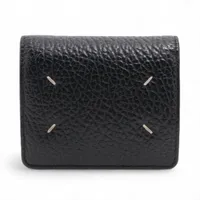 メゾンマルジェラ 4ステッチ レザー コンパクトウォレット ブラック
