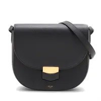 Celine ティーンカバドゥフランス レザー ショルダーバッグ ブラック セリーヌ ティーンカバドゥフランス レザー ショルダーバッグ ブラック