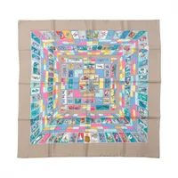 エルメス カレ90 CORRESPONDANCE 文通 スカーフ シルク グレー