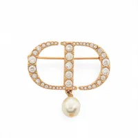 イヴサンローラン YSLロゴ ブローチ GP×ラインストーン ゴールド