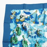 エルメス カレ90 CONCERTO コンチェルト スカーフ シルク ブルー