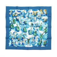 エルメス カレ90 CONCERTO コンチェルト スカーフ シルク ブルー