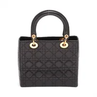 【美品】クリスチャンディオール　レディ　レザー　カナージュ　ハンドバッグ クリスチャンディオール レディディオール カナージュ レザー 2WAY