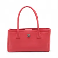 シャネル エグゼクティブ レザー トートバッグ ピンク シルバー金具 20