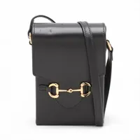 美品☆　グッチ　シマ　ホースビット　ホーボー　ワンショルダーバッグ　オールレザー グッチ ホースビット1955 レザー ショルダーバッグ ブラック 732302