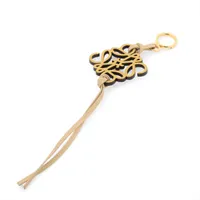 ロエベ ブレイデッド ストラップ チャーム GP×革 パープル A2734607