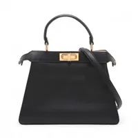 フェンディ ピーカブー ラージ レザー 2WAYハンドバッグ ブラック