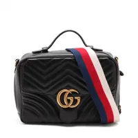 グッチ シルヴィ レザー×ハラコ ショルダーバッグ ブラック 421882