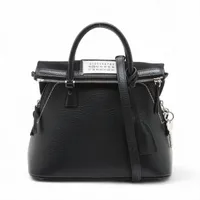 メゾンマルジェラ 5AC クロコ型押し×ハラコ 2WAYハンドバッグ ブラック