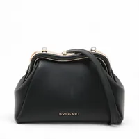 ブルガリ セルペンティ レザー ショルダーバッグ ブラック がま口