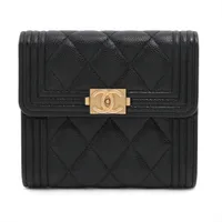 シャネル ボーイシャネル キャビアスキン カードケース ブラック