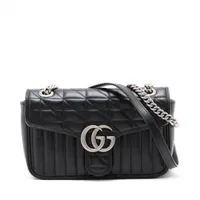 グッチ GGマーモント レザー チェーンショルダーバッグ ブラック