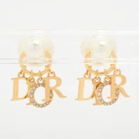 ディオール CD Navy CDネイビー ピアス(両耳用) GP×ラインストーン