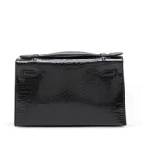 エルメス ポシェットケリー ミニ リザード ブラック ゴールド金具 W