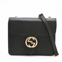 グッチ インターロッキングG レザー チェーンショルダーバッグ