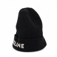 セリーヌ ロゴ ニットキャップ ウール ブラック A1774242｜中古