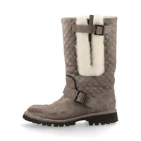 グッチ×アディダス レザー ロングブーツ 38 レディース ブルー 715584