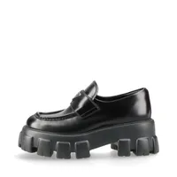 プラダ モノリス レザー ローファー 37 1/2 レディース ブラック 649