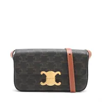 セリーヌ トリオンフ カチューシャ レザー×ファブリック ブラウン 千鳥