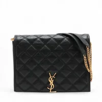 サンローランパリ パファー デニム×レザー チェーンショルダーバッグ