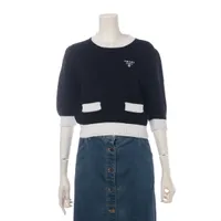 【最高級の逸品】プラダ コットン クルーネック セーター半袖 23年 刺繍ロゴ PRADA/プラダ_Women通販 | コットン クルーネック セーター【送料無料