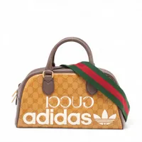 グッチ×アディダス GGクリスタル PVCxレザー 2WAYボストンバッグ