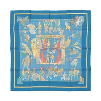 エルメス カレ90 スカーフ シルク ブルー Le CAVALIER A LA TROMPETTE