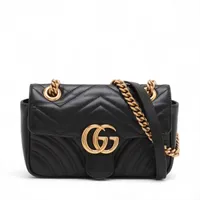 グッチ GGマーモント パール×レザー チェーンショルダーバッグ