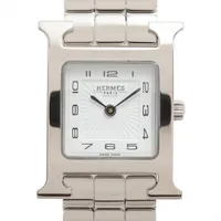 エルメス シェルシュミディ CM1.210 SS SS×革 QZ 白文字盤 A4111604