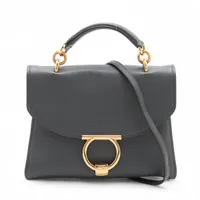 フェラガモ ガンチーニ レザー 2WAYハンドバッグ グレー A4063011