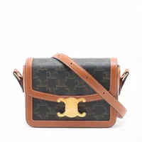 セリーヌ トリオンフ ティーン PVCxレザー ショルダーバッグ ブラウン