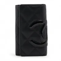 シャネル マトラッセ ラムスキン キーケース ブラック シルバー金具 20