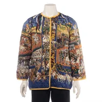 エルメス シルク×リネン デニムジャケット 38 レディース ネイビー