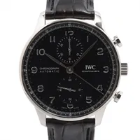 IWC ポルトギーゼ クロノグラフ IW371609 SS SS×革 AT 黒文字盤