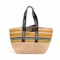 LOEWE ロエベ かごバッグ ラージ バスケット ラフィア ケンプライス 限定 ロエベ バスケットラージ ラフィア×レザー カゴバッグ ブラウン ケン