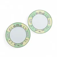 エルメス アフリカ プレート 陶器 グリーン 2枚セット A4064511｜中古