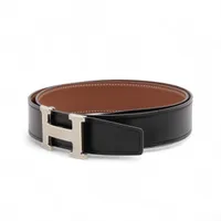 エルメス Hベルト ベルト 100 GP×革 ブラック×グレー ZZ021888｜中古