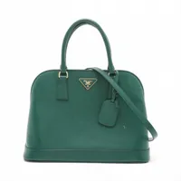 プラダ サフィアーノラクス レザー 2WAYハンドバッグ グリーン BN2558
