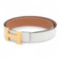 新品未使用レアエルメス ケリーベルト ホワイト W刻印 エルメス(HERMES)エルメス ケリーベルト ニューホワイト ベルト 衣料品