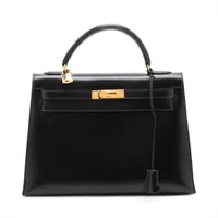 エルメス ケリー32 セリエ ボックスカーフ ブラック ゴールド金具 ○X:1994年