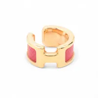 エルメス オランプ イヤーカフ GP×革 レッド×ゴールド A4067362｜中古